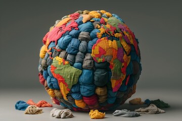 Fashion sustainability illustration, impact of fast fashion on planet earth and environment