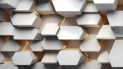 abstract white elegant 3d hexagon background ,ai generate