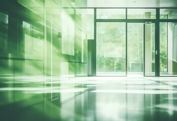 A room photographed with a blur effect with shades of green. generative AI