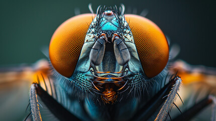 A fly's eyes magnified to show their complex, mosaic-like structure.