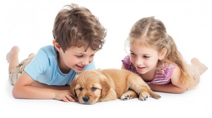 Fototapeta na wymiar child and puppy