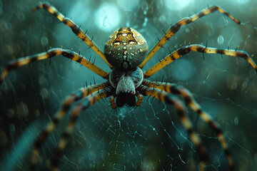 An imaginative depiction of a spider's hunting strategy as seen through its eyes.