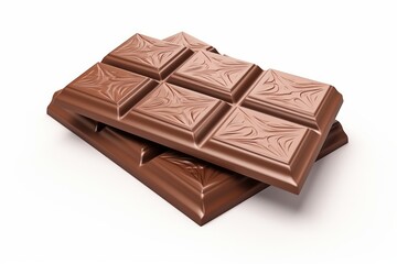 Fototapeta premium Milk Chocolate Bars with Exquisite Detailing, on isolated white background, Generative AI