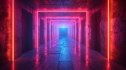 Bright neon lines mimicking the fast-paced rhythm of techno music.