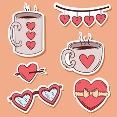 set of valentine day sticker
