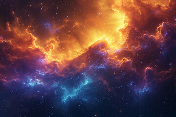 Fototapeta premium Ethereal nebulae rendered in bright, flowing colors and textures.