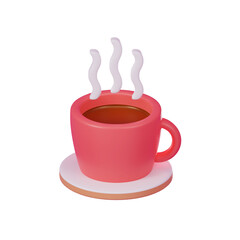 Hot Chocolate. Cup of hot cocoa with marshmallows for christmas festival on transparent background. 3d icon render High Quality