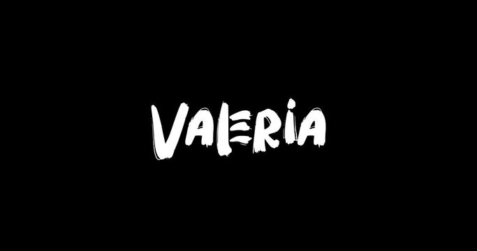 Female Name Valeria in Digital Grunge Transition Effect of Bold Text Typography Animation on Black Background 