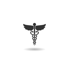 Caduceus sign. Medical Snake Logo Icon With shadow