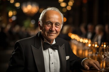 Obraz premium Philanthropist at a black-tie fundraising gala to support medical research and innovation, Generative AI