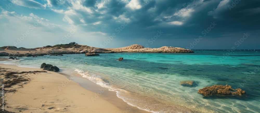 Aufkleber nissi beach in ayia napa clean aerial photo of famous tourist beach in cyprus the place is a known d