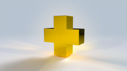 Obraz premium 3d golden cross sign plus symbol