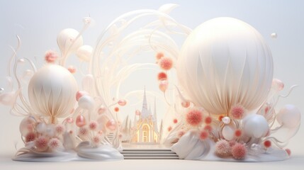 Ethereal white botanical elements in a dreamlike fantasy setting.