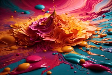 A photo of splash of holi color across floor ai generative