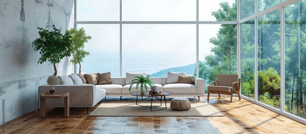 Aufkleber interior designer living room with a view. copy space image. place for adding text or design
