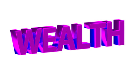Wealth, Wohlstand, Reichtum, Vermögen, Luxus - pinke plakative 3D-Schrift, Freisteller, Rendering