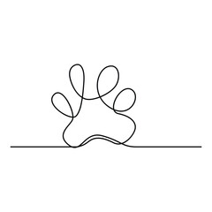 Dog paw  continuous one line art and outline vector art illustration 