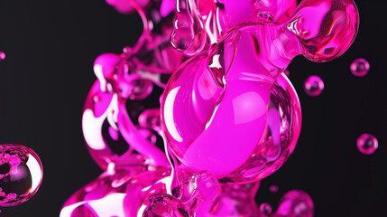 Pink Liquid Balls Merging. Black Background. Abstract Animation, 3D Render.	Copy paste area for texture