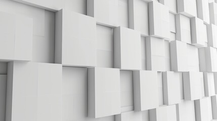 3D exhibition wall. White blank promotion. White empty geometric square. Presentation event room display. Blank wall.  