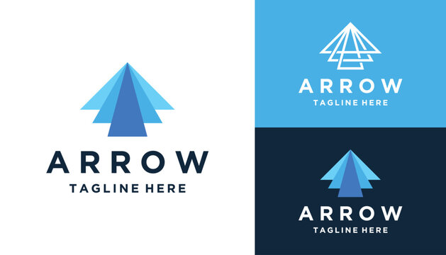 Abstract Up Arrow with Modern Low Poly Logo Design