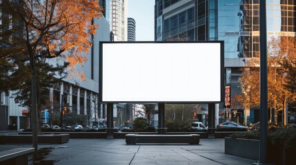 Fototapeta na wymiar A big digital screen for outdoor media with a blank advertising mockup in an urban city 