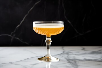 closeup of manhattan cocktail in coupe glass