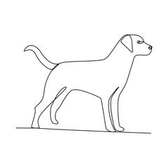 Dog pet continuous one line art and outline vector art illustration