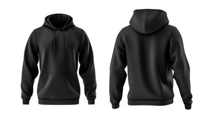 Blank black male hoodie sweatshirt long sleeve with clipping path, mens hoody with hood for your design mockup for print, isolated on white background. Template sport winter clothes  