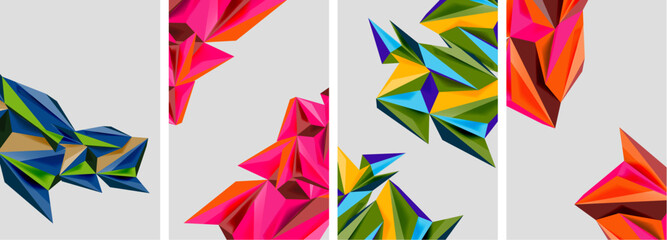 Set of mosaic triangle pattern abstract posters. Vector illustration For Wallpaper, Banner, Background, Card, Book Illustration, landing page