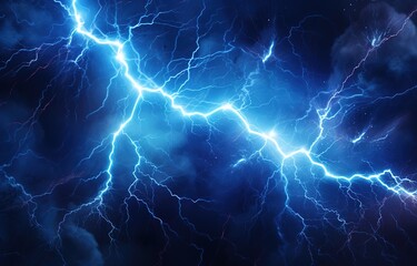 A blue lightning bolt on a black background. generative AI