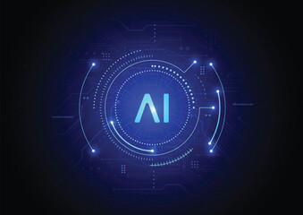 Artificial intelligence chipset on circuit board in futuristic concept technology artwork for web, banner, card, cover. Vector illustration