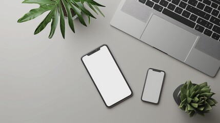 Laptop and smartphone clay blank mockup   