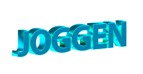 Joggen - blaue plakative 3D-Schrift, Sport, Laufen, Fitness, Gesundheit, Ausdauer, Freisteller, Rendering
