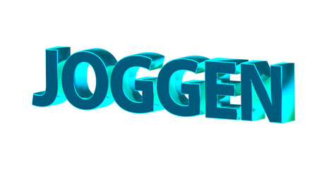 Joggen, Laufen, Fitness, Sport, Bewegung, Gesundheit, Ausdauer - hellblaue plakative 3D-Schrift, Freisteller, Rendering
