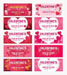 Naklejka premium Collection of Flat valentines day banner templates