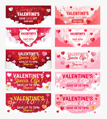 Collection of Flat valentines day banner templates
