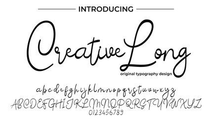 Creative Long. Handdrawn calligraphic vector font for hand drawn messages. Modern gentle calligraphy