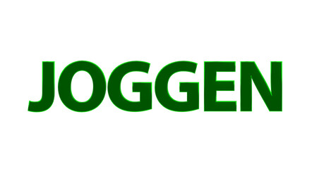 Joggen, Laufen, Fitness, Sport, Bewegung, Gesundheit, Ausdauer - gr&uuml;ne plakative 3D-Schrift, Freisteller, Rendering
