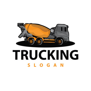Truck logo heavy vehicle mining truck transportation design vector illustration template