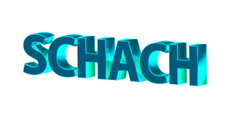 Schach, Spiel, Sport, Strategie, Konzentration, Schachmatt - hellblaue plakative 3D-Schrift, Freisteller, Rendering
