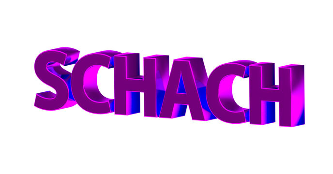 Schach, Spiel, Sport, Strategie, Konzentration, Schachmatt - pinke plakative 3D-Schrift, Freisteller, Rendering
