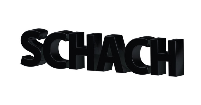 Schach, Spiel, Sport, Strategie, Konzentration, Schachmatt - schwarze plakative 3D-Schrift, Freisteller, Rendering
