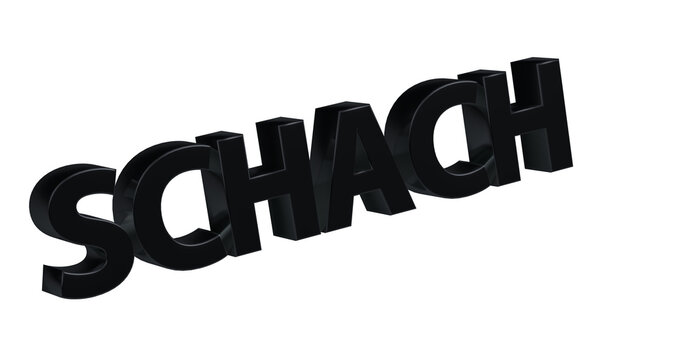 Schach, Spiel, Sport, Strategie, Konzentration, Schachmatt - schwarze plakative 3D-Schrift, Freisteller, Rendering
