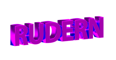 Rudern - plakative pinke 3D-Schrift, Wassersport, Sportart, Ruderboot, Paddeln, Ausdauertraining, Teamarbeit, Wettkampf, Fitness, Gleichgewichtstraining, Körperkoordination, Rendering, Freisteller