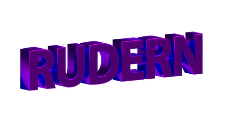 Rudern - plakative violette 3D-Schrift, Wassersport, Sportart, Ruderboot, Paddeln, Ausdauertraining, Teamarbeit, Wettkampf, Fitness, Gleichgewichtstraining, Körperkoordination, Rendering, Freisteller