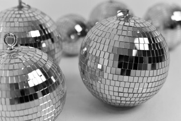 Mirror glitter balls on white background