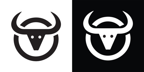 Elegance drawing art buffalo cow ox bull head logo design inspiration