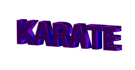 Karate - plakative violette pinke 3D-Schrift, Kampfsport, Selbstverteidigung, Disziplin, Training, Wettkampf, Tradition, Japan, Karateka,  Körperbeherrschung, Kihon, Kata, Kumite, Rendering