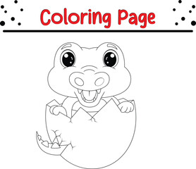 baby crocodile hatching from egg coloring page for kids