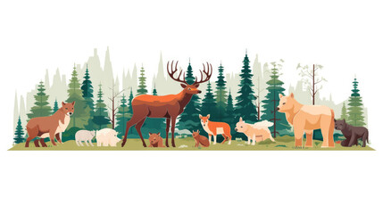 Flat vector of forest animal illustration